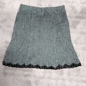 Axcess Liz Claiborne Skirt Hunter Green White Black Lace Trim Sz 8 Academia